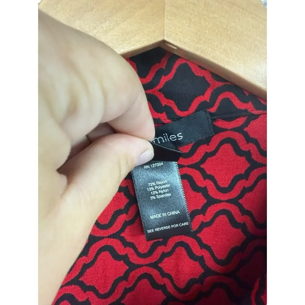 Ali Miles‎ Size M Red Black Knit Reversible Jacket Button Front Lagenlook Fall